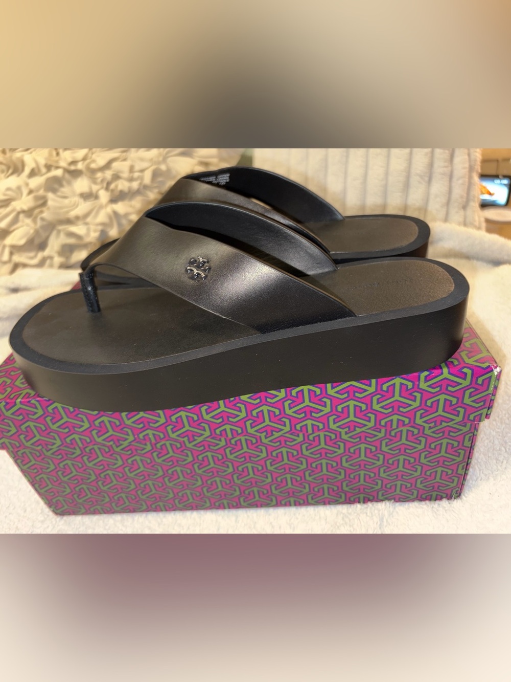 Tory Burch Black Platform Flip-Flop Sandals